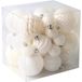 Kerstballen ornamenten, 36 stuks onbreekbare kerstboomdecoraties met ophanglus voor kerstboom, bruiloft, vakantie, feest, woondecoratie, 6 stijlen in 3 maten (wit)