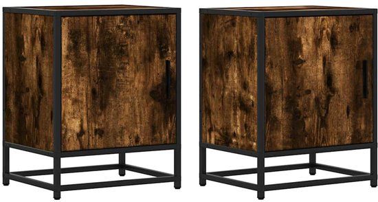 vidaXL Nachtkastjes - Set van 2 - Gerookt Eiken - 40x31x50 cm