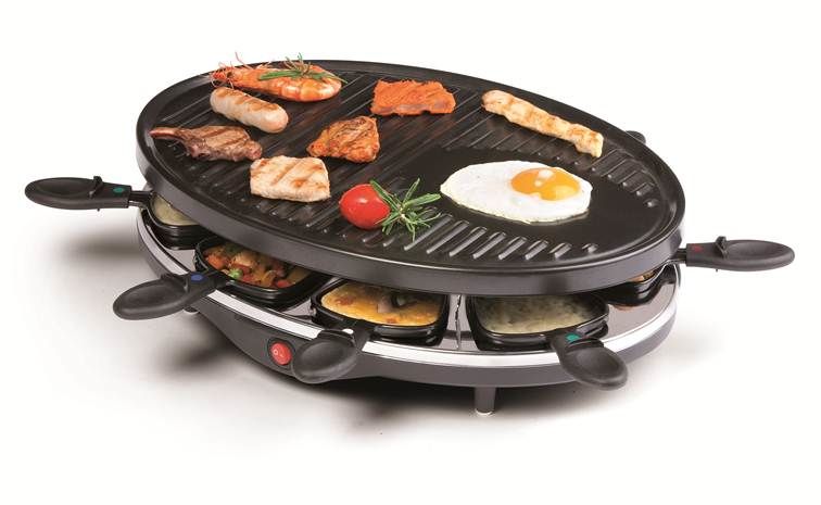 DOMO DO9038G Gourmetset - Grillplaat - Raclette - 8 personen - Zwart