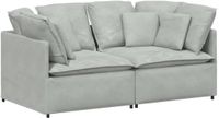 vidaXL Modulaire bank met kussens fluweel lichtgrijs