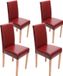 Mendler Set de 4 chaises de salle à manger, chaises de cuisine, modèle Littau Cuir, rouge, pieds clairs
