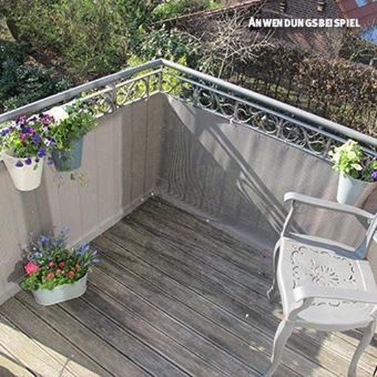 Balkonscherm geweven kunststof titanium grijs (300x75cm)