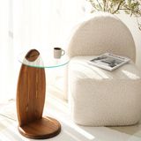 Merkloos Asir - Bijzettafel - Chesnut en Transparant - 35 x 35 x 53 cm