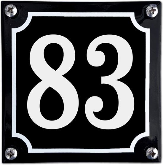 EmailleDesign® Zwart emaille huisnummer - 83