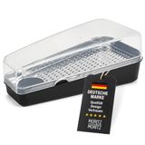 Moritz & Moritz Parmezaanse rasp met houder, kaasrasp voor harde kaas | Rasp en vershouddoos in één, roestvrij staal 18/0 en polypropyleen, 18,1 x 9 x 6,8 cm, 118 g, vaatwasmachinebestendig
