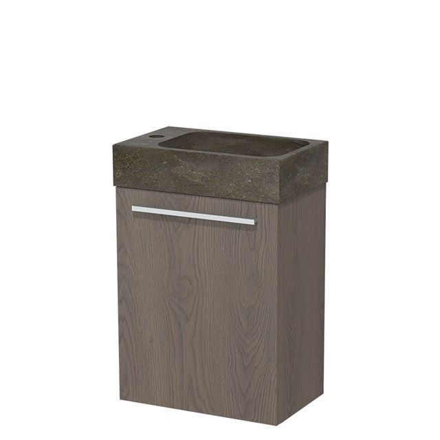 Maxaro Toiletmeubel met Wastafel Natuursteen Modulo Donkerbruin Eiken 40 cm