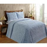Better Trends Rio Collection Chenille bedsprei, 100% katoen, kingsize, bloemenontwerp, blauw