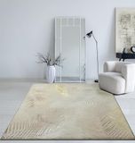 Mia's Teppiche Cielo Modern dicht laagpolig tapijt voor woonkamer en slaapkamer, elegante glans, glansvezel, hoog-laag-effect, veer, crème, 200 x 290 cm