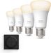 Philips Hue Uitbreidingspakket - E27 - met 4 Standaard Lampen - Lumière Blanc Chaud - Incl. 1 Hue Dial Switch (Noir) - Hue White