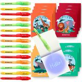 BONNYCO Onzichtbare Inktpen en Schrijfblok, 16 Stuks Jungle Dieren Vuller bij Kids Verjaardagen. Tas Vuller bij Jongens Meisjesfeestjes, Feestgerei de Pinata. Schoolprijs, Geschenk Kinderen