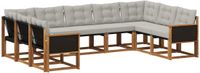 vidaXL - Hoek loungeset - 9 zitplekken - Acacia hout - Naturel en lichtgrijs