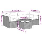 vidaXL 7-delige Loungeset met kussens, polyrattan, zwart