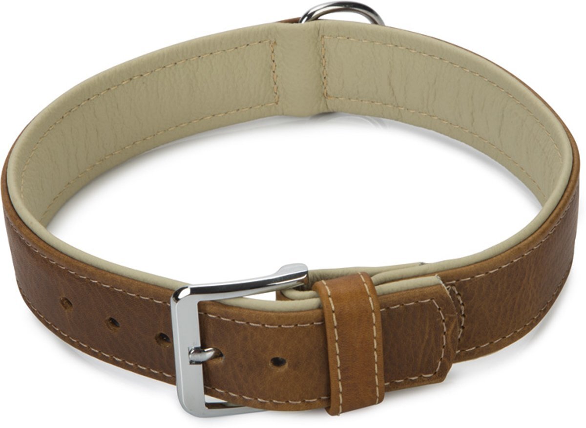 Beeztees Comfort - Hondenhalsband - Leer - Bruin - 65cm x 40mm