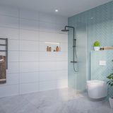 FortiFura Galeria Inloopdouche - ribbel - glas - 40x200cm - 8mm - nano - blind - inbouw profiel - helder geribbeld