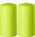 Enlightening Candles 2x lime green cylinder candles/pillar candles 6 x 10 cm 36 burning hours - Fragrance-free candles lime green