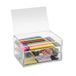 OSCO Commode met 3 laden van transparant acryl met klapdeksel | pennenopslag | sieraden | paperclips | potloden | korte pennen | kleine schrijfwaren | H 10 x B 19 x D 14 cm |