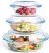 Plat sans marque en verre trempé avec couvercle - Plat de cuisson pour four, congélateur et lave-vaisselle (0,5 l + 1,0 l + 1,8 l)