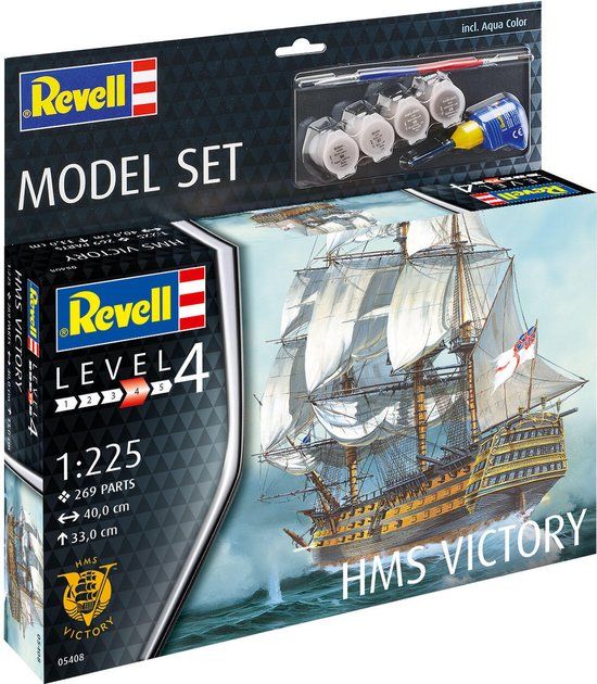 Revell HMS Victory Ship Model Set Plastic - 1:225 - Includes Paint and Glue - 269 Parts