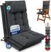 Beautissu Sun-HL - Set van 3 Premium Hoge Rugleuning Kussen met Hoofdkussen 120x50 cm UV-bestendig & 8cm Dik Kussen Tuinstoelkussen Antislip Bevestigingsbanden Stevige Stof Antraciet