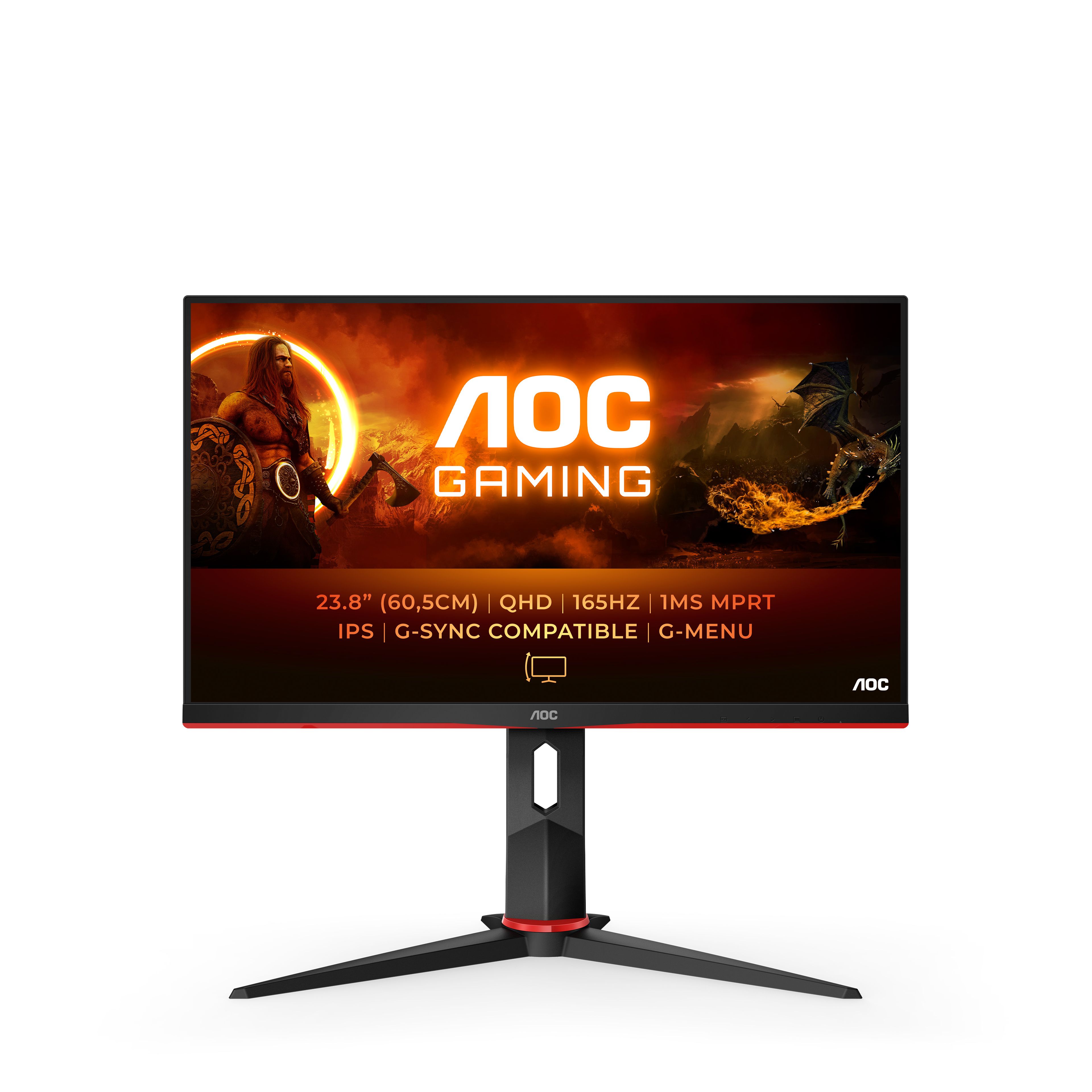 AOC Q24G2A - 23.8" QHD IPS Gaming Monitor - 165Hz - Black/Red