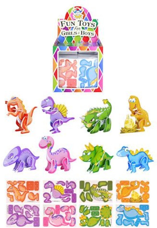 - 144 STUKS Mini 3D Dinosaurussen Puzzels in Traktatiebox Uitdeelcadeautjes