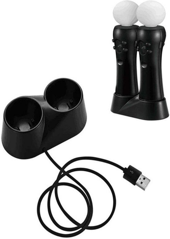 - Dual PS Move Controller Dock Charger Oplaad Station - Voor Playstation 3/4 PS4/PS4 VR/PSVR USB Dubbel Docking Op Laadkabel - Laadstation