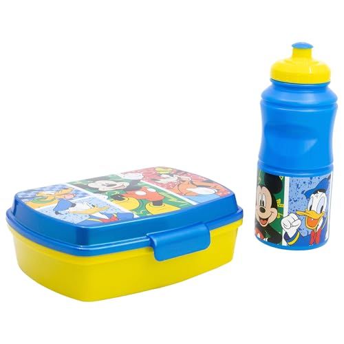 Mickey STOR Mickey Mouse Lunchset - Rechthoekige Broodtrommel en 380ml Sportfles