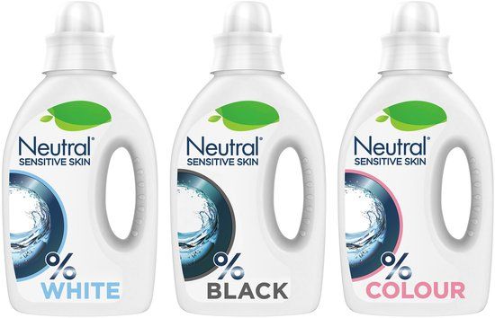 Neutral 0% Vloeibaar Wasmiddelpakket - 60 wasbeurten - Wit + Zwart + Kleur - Parfumvrij