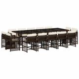vidaXL 15-delige tuinset met kussens, polyrattan, bruin