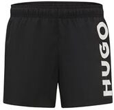 HUGO ABAS Men's Swim Shorts, Quick-Drying, Logo, BLACK1, L