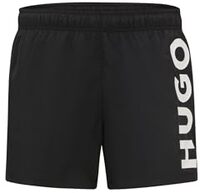 HUGO ABAS Men's Swim Shorts, Quick-Drying, Logo, BLACK1, L