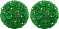 vidaXL Kunstbuxusballen met LED-verlichting - 2 stuks - 35 cm - Groen