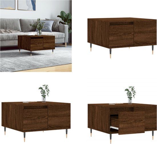 vidaXL Salontafel 55x55x36,5 cm bewerkt hout bruin eikenkleur