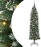 vidaXL Sapin de Noël artificiel élancé Vert et Blanc 210 cm