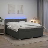 vidaXL Boxspringbed met matras en LED Donkergrijs 180 x 200 cm Stof