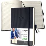 Sigel Conceptum dagagenda - A5 - 2025 - zwart - hardcover