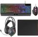Mars Gaming MCP124PRO Toetsenbord Inclusief Muis Gamen USB AZERTY Frans Zwart
