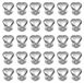 Bol 30 clous décoratifs en forme de cœur, métal, 10 mm, argenté, avec vis