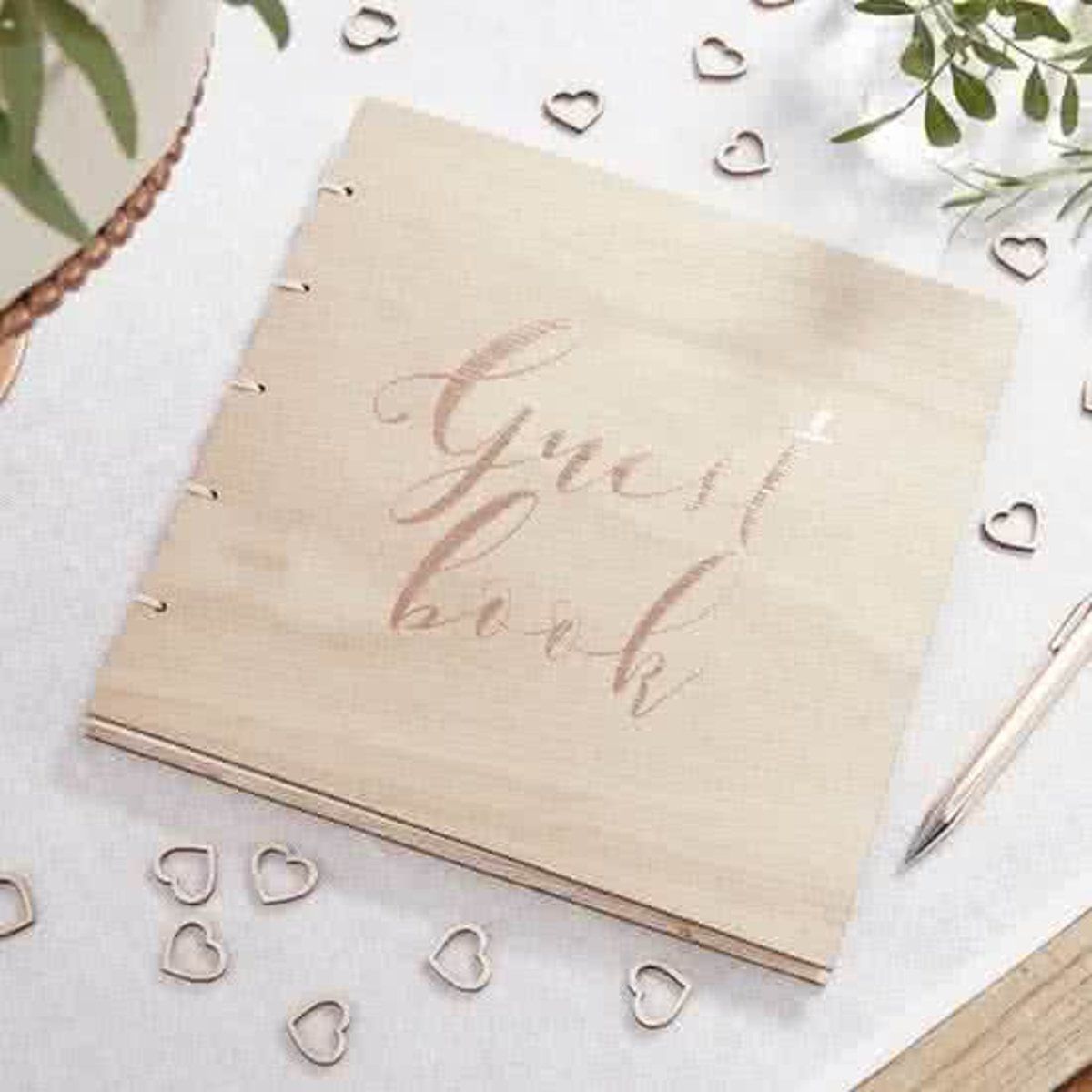 Ginger Ray Houten gastenboek - Rose Goud 32 pagina's