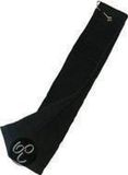 LONGRIDGE Zwarte Velours Drievoudig Gevouwen Golf Handdoek 50x25 cm