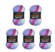 5 Wollbiene Batik Fine Wol, 5 x 100 g, 500 gram wol met kleurverloop, meerkleurig, kleur: 2000 bessen paars