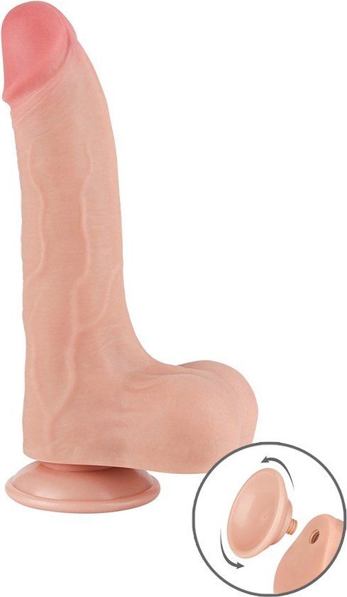 LoveToy - Dildo - Glijdende huid Dildo - Dubbellaagse Dildo - 22 cm - Diameter 4.3 cm - Beige