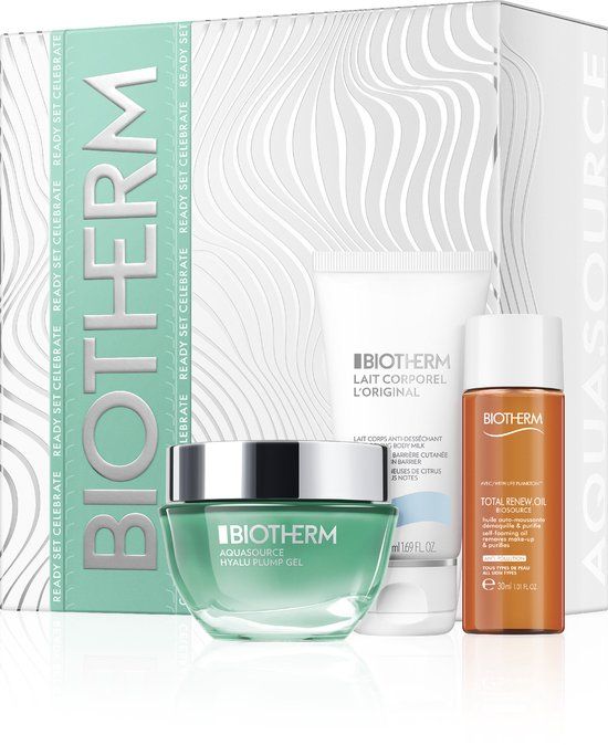 BIOTHERM AQUASOURCE ROUTINE SET: Aquasource Hyalu Plump Gel 50ml + Biosource renew oil 30ml + Lait Corporel 50ml