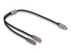 Delock 66616 USB-C naar 2x 3.5mm Headset Adapter Kabel 0.4m Antraciet/Zwart