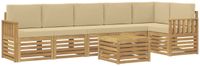 vidaXL - Buiten - bank - set - 7 - st - Wit - en - Beige - Polyester