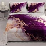 PETTI Artigiani Italiani - Sprei voor Frans bed, 220 x 260 cm, 100 g/m², omkeerbaar, licht dekbed, paars marmer, 100% Made in Italy