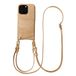 Selencia Hoesje - Geschikt voor Apple iPhone 16 Pro - Croco Backcover met koord en pashouder - Toasted Almond