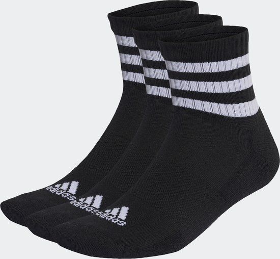 adidas 3-Stripes Cushioned Sportswear Mid-Cut Sokken 3 Paar - Unisex - Zwart - 43-45