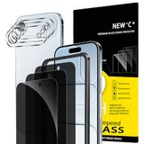 NEW'C Set van 6, 3 x gehard glas anti-spionage voor iPhone Air (6,5 inch) en 3 x achtercamerabescherming – eenvoudige installatiegereedschap – privacyhoek 28 graden verbeterd