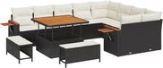 vidaXL Tuinbank Set Zwart en Crème Metaal/Polyrattan/Acacia Hout